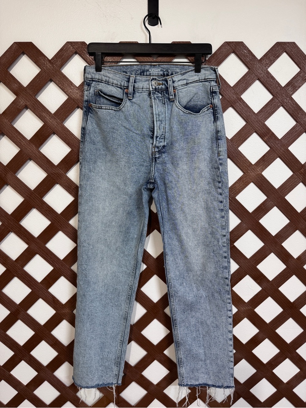 WJ517 {Old Navy} "Extra High Rise Sky Hi Straight" Blue Button Fly Denim Jeans